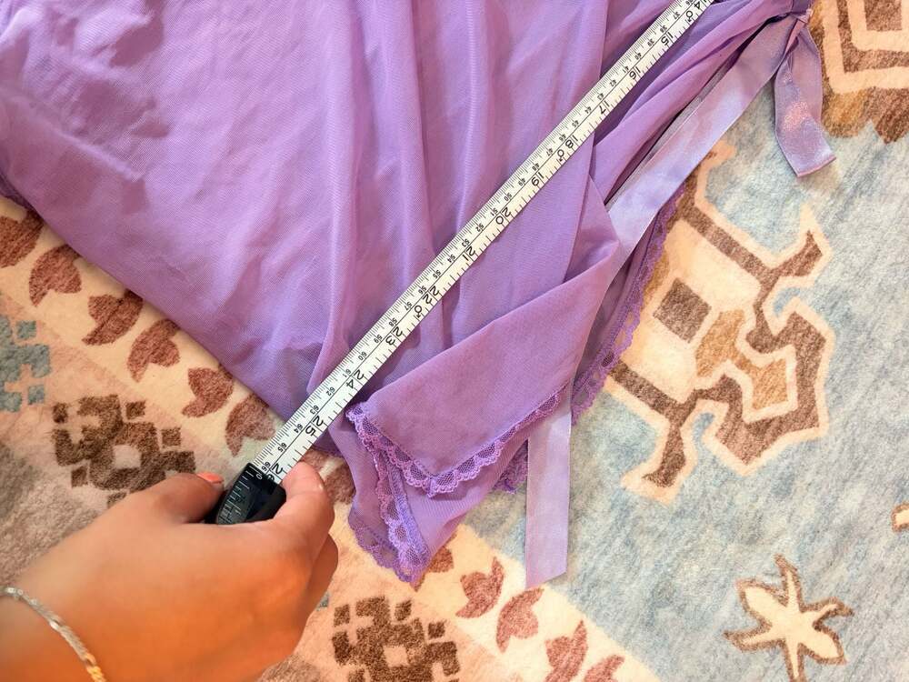 Fredericks of Hollywood Lingerie Babydoll Tank Purple Sheer Ribbon Trim - Picture 13 of 13
